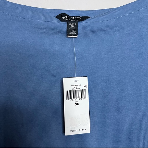 Lauren Ralph Lauren Women’s blue oversized t-shirt with cuffed sleeves size 3x - Picture 3 of 4